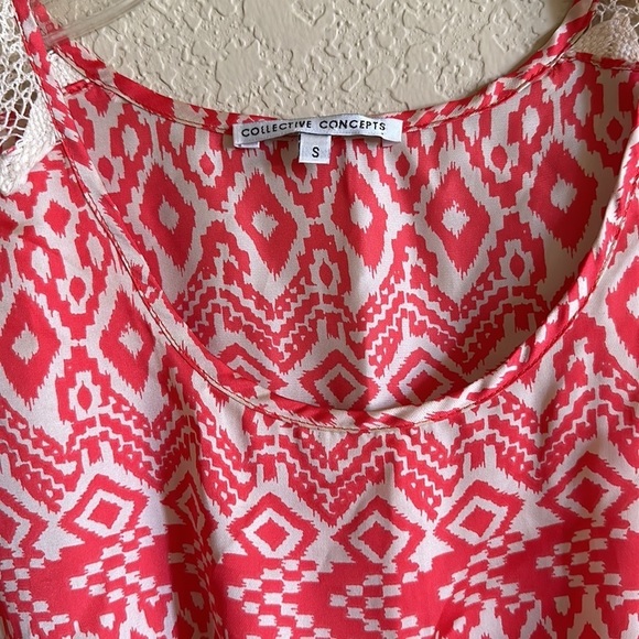 Women’s Coral and White Summer/Spring Shirt Size S - Picture 2 of 3